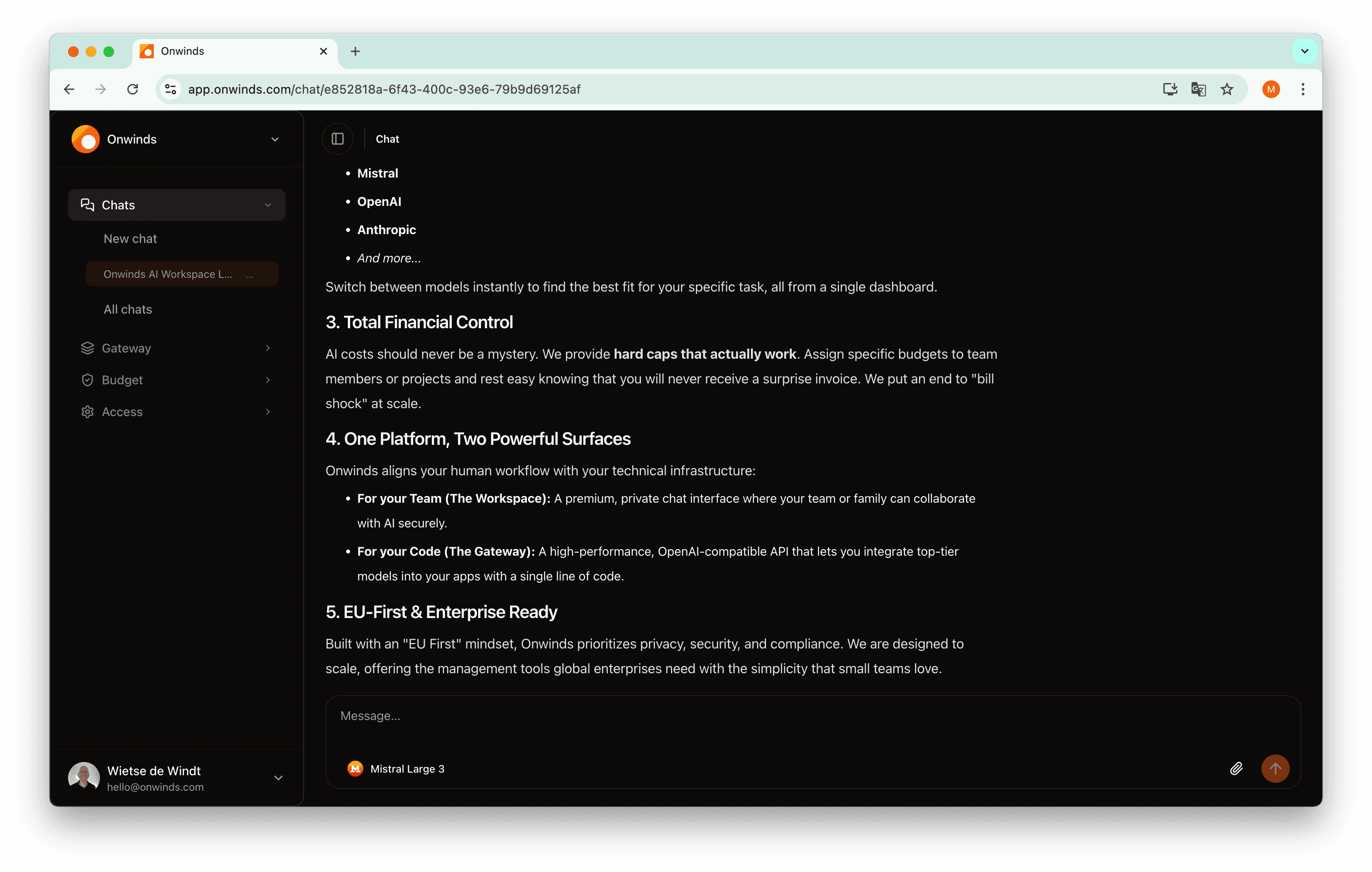 Onwinds chat (dark mode) screenshot